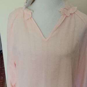 Elegant Pale Pink Long-Sleeve Women's Top